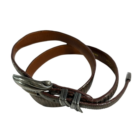 Genuine Vintage LITO-MOTI Brown Genuine Lizard Sterling Belt Size L 34 Unisex main image 12